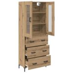 vidaXL Highboard so zásuvkou 2 pcs Remeselný dub Kompozitné drevo – Obrázok 5