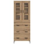 vidaXL Highboard so zásuvkou 2 pcs Remeselný dub Kompozitné drevo – Obrázok 8