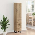 vidaXL Highboard Remeselný dub 34,5 x 34 x 180 cm Kompozitné drevo – Obrázok 4