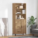 vidaXL Highboard Remeselný dub 69,5 x 34 x 180 cm Kompozitné drevo