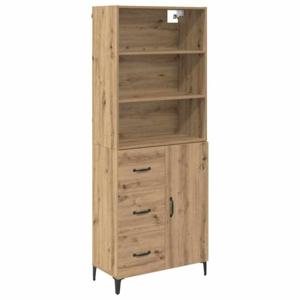 vidaXL Highboard Remeselný dub 69,5 x 34 x 180 cm Kompozitné drevo – Obrázok 2