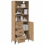 vidaXL Highboard Remeselný dub 69,5 x 34 x 180 cm Kompozitné drevo – Obrázok 3