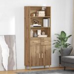 vidaXL Highboard Remeselný dub 69,5 x 32,5 x 180 cm Kompozitné drevo