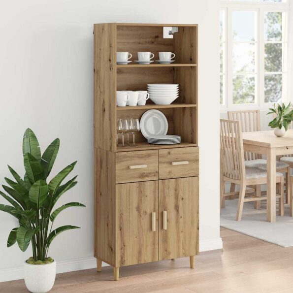 vidaXL Highboard Remeselný dub 69,5 x 32,5 x 180 cm Kompozitné drevo – Obrázok 3