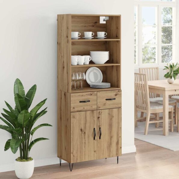 vidaXL Highboard Remeselný dub 69,5 x 32,5 x 180 cm Kompozitné drevo – Obrázok 4