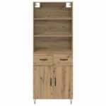 vidaXL Highboard Remeselný dub 69,5 x 32,5 x 180 cm Kompozitné drevo – Obrázok 8