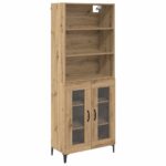vidaXL Highboard Remeselný dub 69,5 x 34 x 180 cm Kompozitné drevo – Obrázok 2
