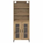 vidaXL Highboard Remeselný dub 69,5 x 34 x 180 cm Kompozitné drevo – Obrázok 8