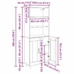 vidaXL Highboard Remeselný dub 69,5 x 34 x 180 cm Kompozitné drevo – Obrázok 13