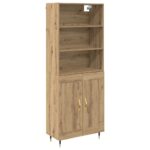 vidaXL Highboard Remeselný dub 69,5 x 34 x 180 cm Kompozitné drevo – Obrázok 2