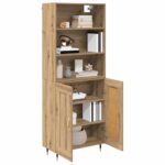 vidaXL Highboard Remeselný dub 69,5 x 34 x 180 cm Kompozitné drevo – Obrázok 3