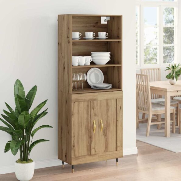 vidaXL Highboard Remeselný dub 69,5 x 34 x 180 cm Kompozitné drevo – Obrázok 4