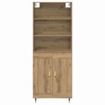 vidaXL Highboard Remeselný dub 69,5 x 34 x 180 cm Kompozitné drevo – Obrázok 8