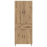 vidaXL Highboard so zásuvkou Remeselný dub 69,5 x 34 x 180 cm – Obrázok 8