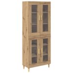 vidaXL Highboard Remeselný dub 69,5 x 34 x 180 cm Kompozitné drevo – Obrázok 2