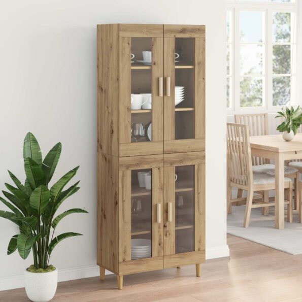 vidaXL Highboard Remeselný dub 69,5 x 34 x 180 cm Kompozitné drevo – Obrázok 4