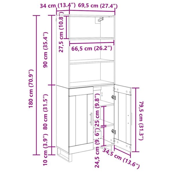 vidaXL Highboard Remeselný dub 69,5 x 34 x 180 cm – Obrázok 13