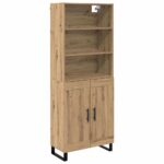 vidaXL Highboard Remeselný dub 69,5 x 34 x 180 cm – Obrázok 2