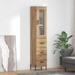 vidaXL Highboard Remeselný dub 34,5 x 34 x 180 cm Kompozitné drevo