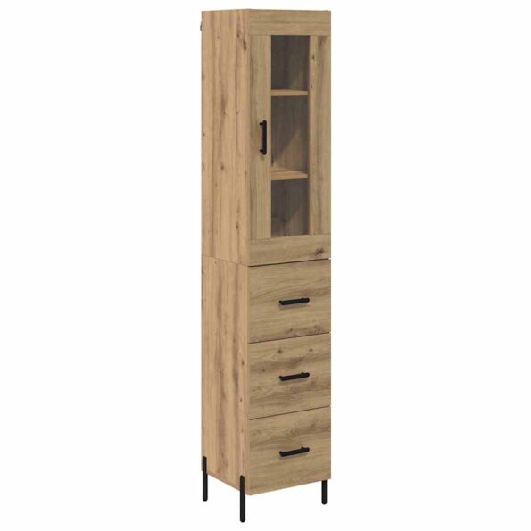 vidaXL Highboard Remeselný dub 34,5 x 34 x 180 cm Kompozitné drevo – Obrázok 2