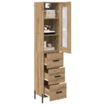vidaXL Highboard Remeselný dub 34,5 x 34 x 180 cm Kompozitné drevo – Obrázok 3