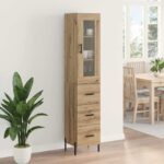 vidaXL Highboard Remeselný dub 34,5 x 34 x 180 cm Kompozitné drevo – Obrázok 4
