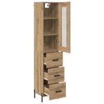 vidaXL Highboard Remeselný dub 34,5 x 34 x 180 cm Kompozitné drevo – Obrázok 5