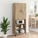 vidaXL Highboard Remeselný dub 69,5 x 34 x 180 cm Kompozitné drevo – Obrázok 4