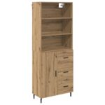 vidaXL Highboard so zásuvkou Remeselný dub 69,5 x 34 x 180 cm – Obrázok 2