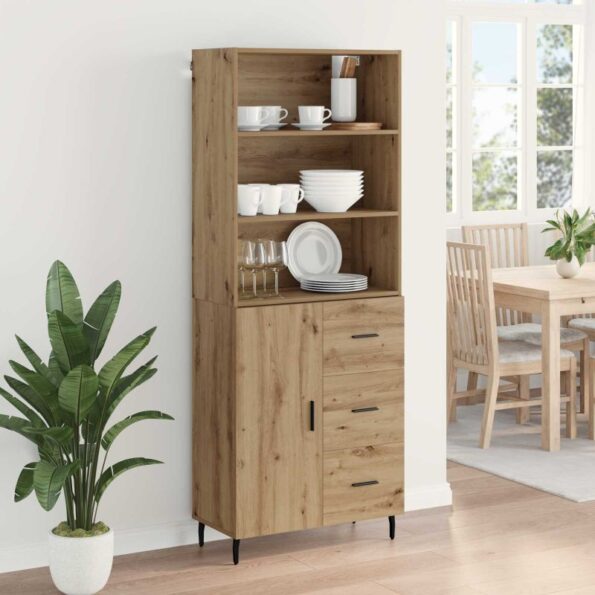 vidaXL Highboard so zásuvkou Remeselný dub 69,5 x 34 x 180 cm – Obrázok 4