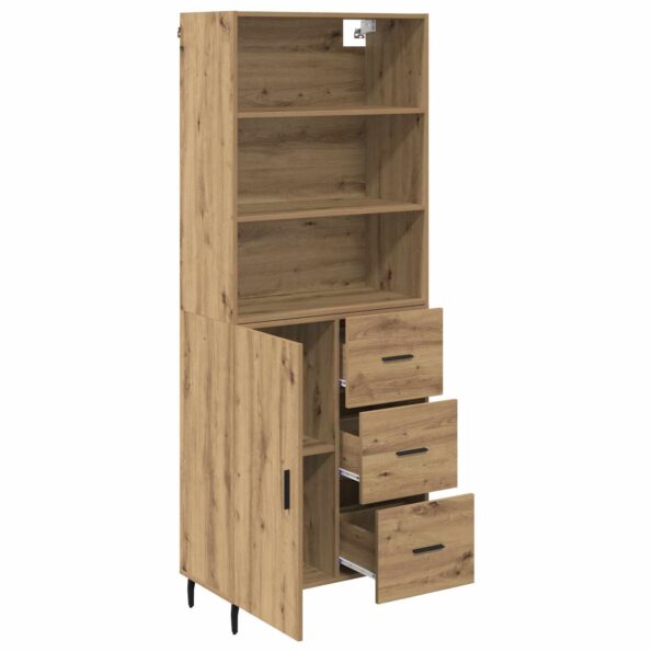 vidaXL Highboard so zásuvkou Remeselný dub 69,5 x 34 x 180 cm – Obrázok 5