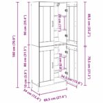 vidaXL Highboard 2 pcs Čierny dub Kompozitné drevo – Obrázok 13