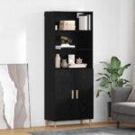 vidaXL Highboard Čierny dub 69,5 x 32,5 x 180 cm Kompozitné drevo