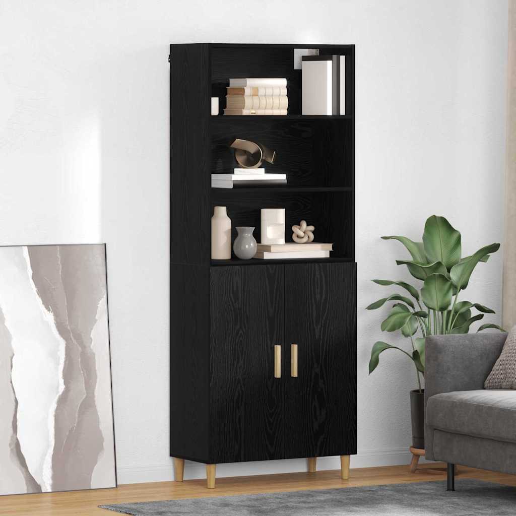 3416062_1.jpg vidaXL Highboard Čierny dub 69,5 x 32,5 x 180 cm Kompozitné drevo – Obrázok 1