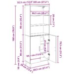 vidaXL Highboard Čierny dub 69,5 x 32,5 x 180 cm Kompozitné drevo – Obrázok 13