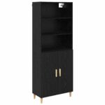 vidaXL Highboard Čierny dub 69,5 x 32,5 x 180 cm Kompozitné drevo – Obrázok 2