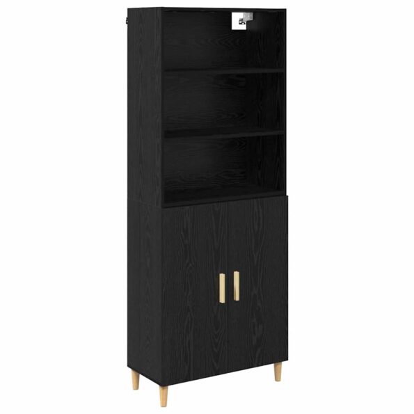 vidaXL Highboard Čierny dub 69,5 x 32,5 x 180 cm Kompozitné drevo – Obrázok 2