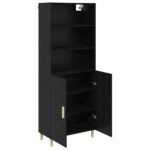vidaXL Highboard Čierny dub 69,5 x 32,5 x 180 cm Kompozitné drevo – Obrázok 5