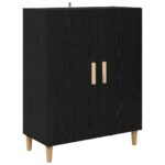vidaXL Highboard Čierny dub 69,5 x 32,5 x 180 cm Kompozitné drevo – Obrázok 6