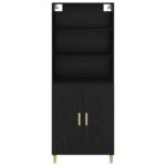 vidaXL Highboard Čierny dub 69,5 x 32,5 x 180 cm Kompozitné drevo – Obrázok 8