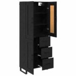 vidaXL Highboard Nástenný 2 pcs Čierny dub Kompozitné drevo – Obrázok 5