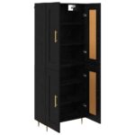 vidaXL Highboard Čierny dub 69,5 x 34 x 180 cm Kompozitné drevo – Obrázok 5