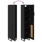 vidaXL Highboard Čierny dub 34,5 x 34 x 180 cm Kompozitné drevo – Obrázok 12