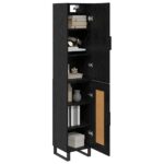 vidaXL Highboard Čierny dub 34,5 x 34 x 180 cm Kompozitné drevo – Obrázok 3
