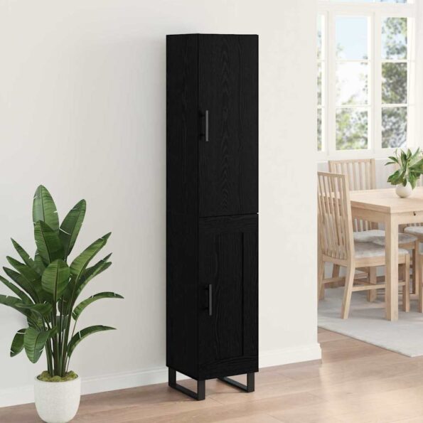 vidaXL Highboard Čierny dub 34,5 x 34 x 180 cm Kompozitné drevo – Obrázok 4