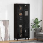 vidaXL Highboard Čierny dub 69,5 x 34 x 180 cm Kompozitné drevo