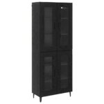 vidaXL Highboard Čierny dub 69,5 x 34 x 180 cm Kompozitné drevo – Obrázok 2