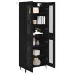 vidaXL Highboard Čierny dub 69,5 x 34 x 180 cm Kompozitné drevo – Obrázok 3