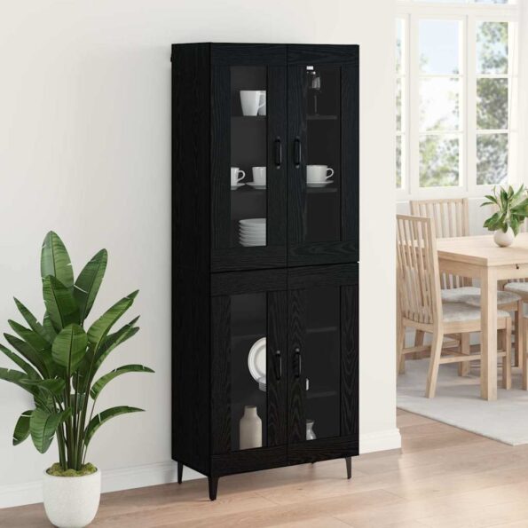 vidaXL Highboard Čierny dub 69,5 x 34 x 180 cm Kompozitné drevo – Obrázok 4