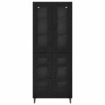 vidaXL Highboard Čierny dub 69,5 x 34 x 180 cm Kompozitné drevo – Obrázok 8